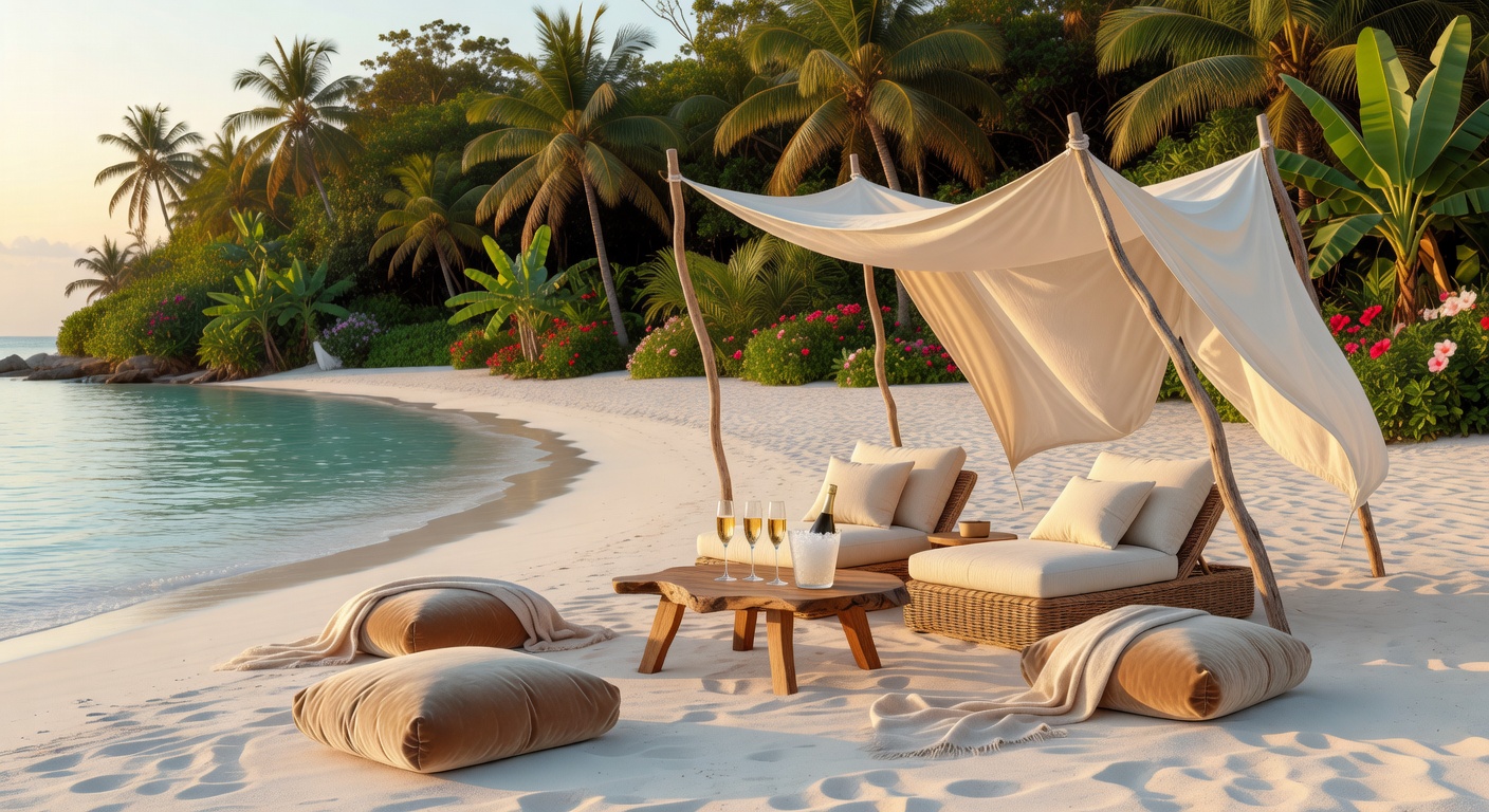 Secluded private beach setup