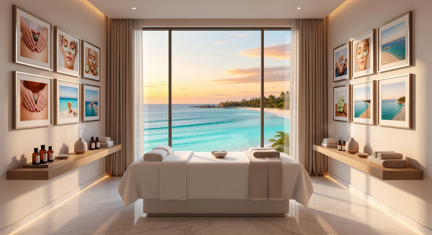 Relaxing spa room with ocean view