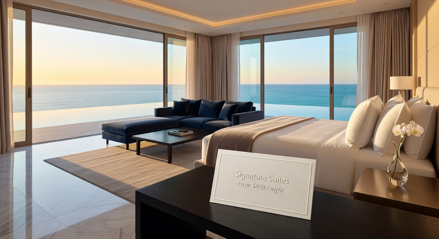 Luxurious oceanfront villa suite interior